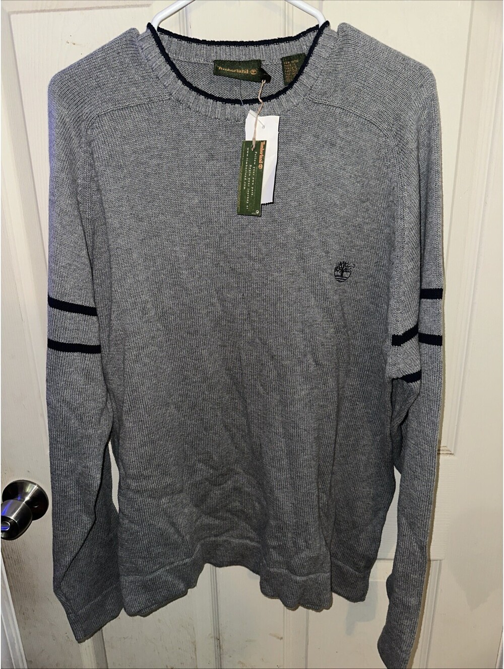 New Timberland Sweater Gray Mens L 100% Cotton Crew Neck